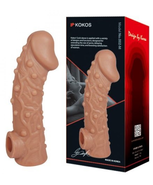 Насадка на фаллос с отверстием для мошонки Cock Sleeve 002 Size L - 17,6 см.