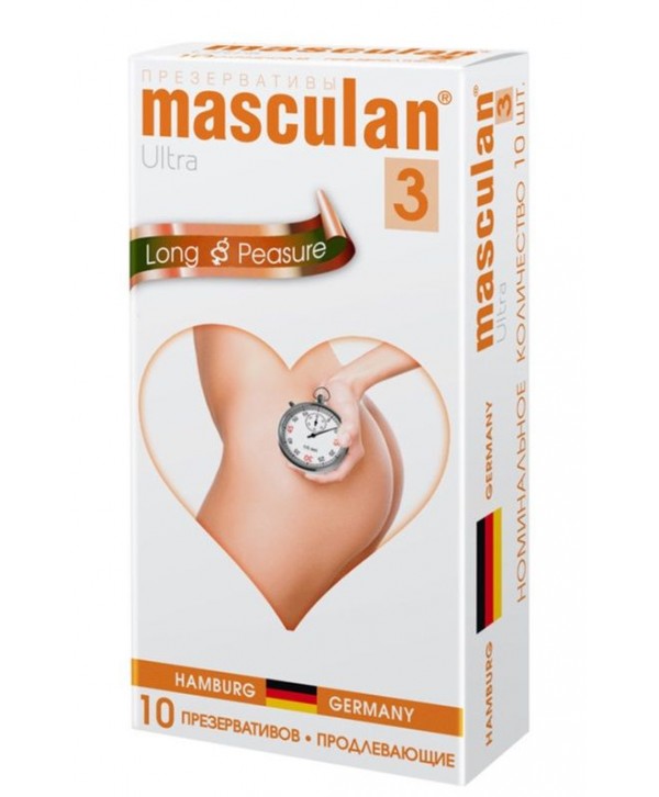 Презервативы Masculan Ultra 3 Long Pleasure с продлевающим эффектом - 10 шт.