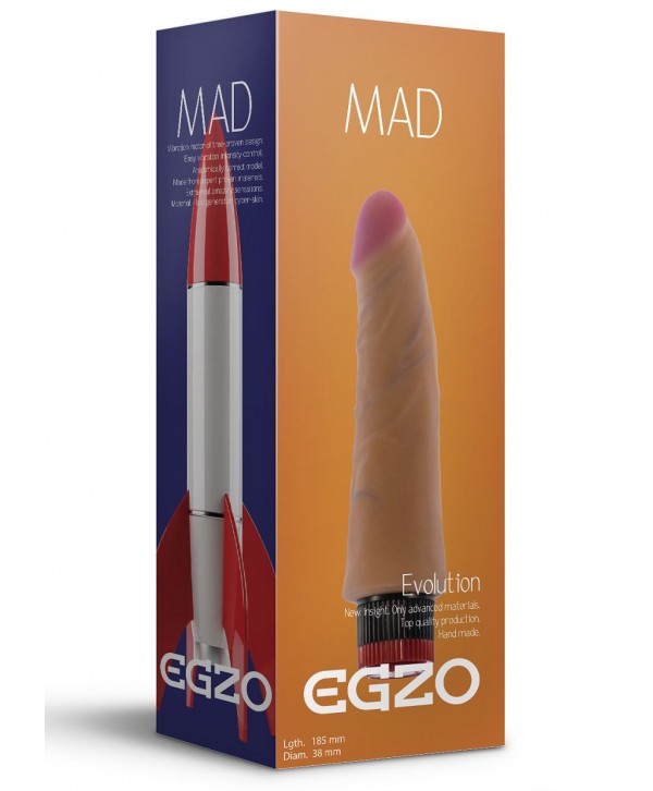 Реалистичный мультискоростной вибратор без мошонки Mad Rocket - 18,5 см.