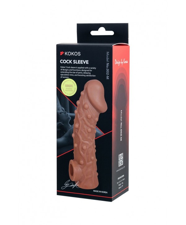 Телесная насадка на фаллос с отверстием для мошонки Cock Sleeve 002 Size M - 15,6 см.