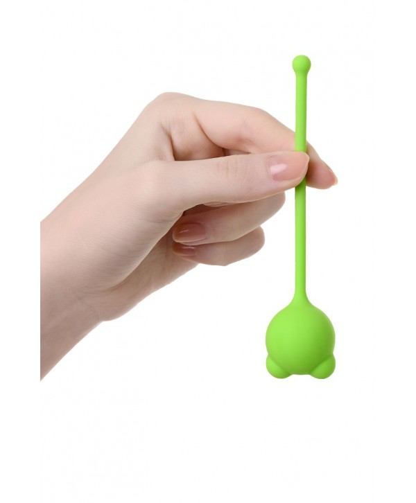 Зеленый силиконовый вагинальный шарик A-Toys с ушками
