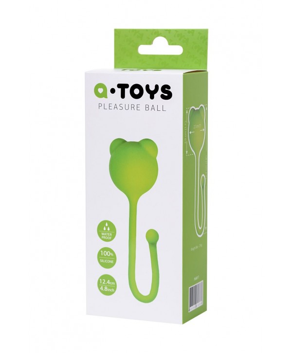 Зеленый силиконовый вагинальный шарик A-Toys с ушками