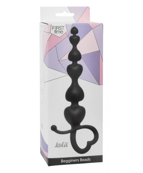 Чёрная анальная цепочка Begginers Beads - 18 см.