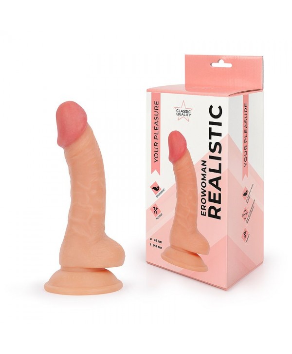 Телесный фаллоимитатор-реалистик Erowoman - 19 см.