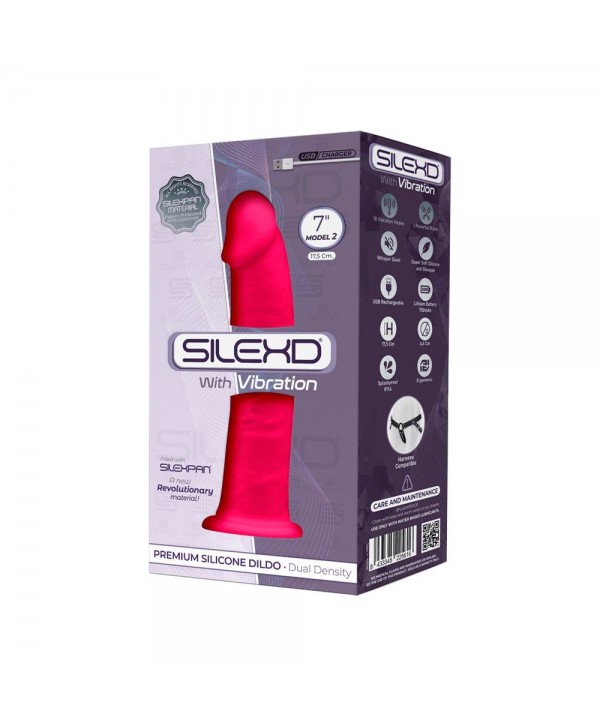 Ярко-розовый вибратор-реалистик Silexd Model 2 - 17,5 см.