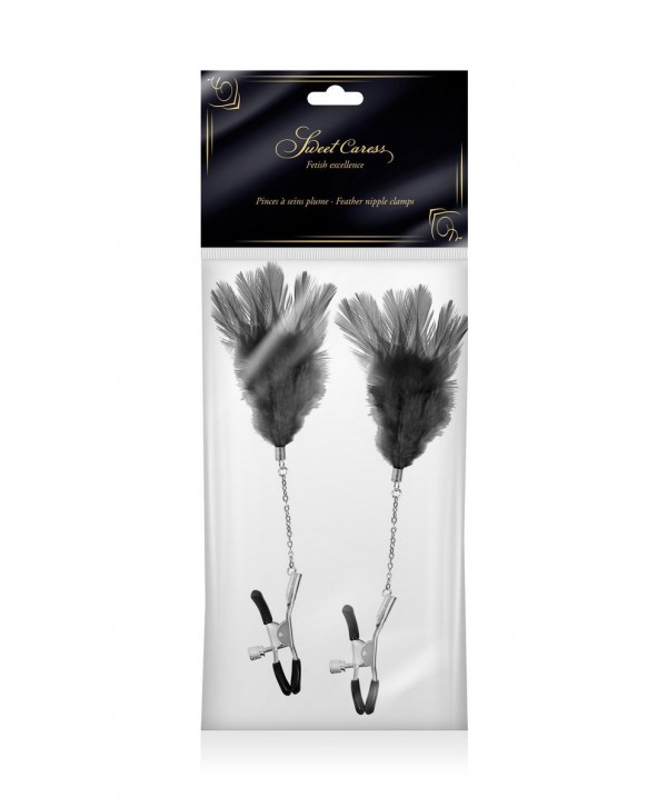 Зажимы для сосков с черными перьями Sweet Caress Feather Nipple Clumps