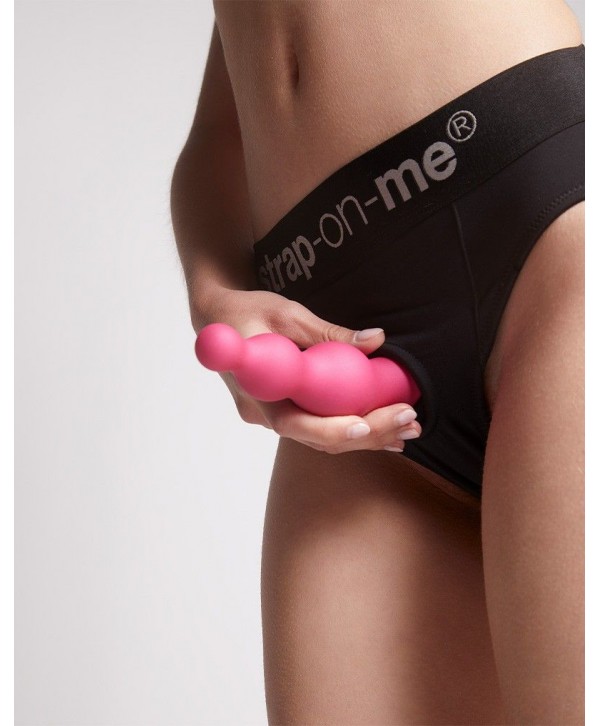 Розовая насадка Strap-On-Me Dildo Plug Beads size L