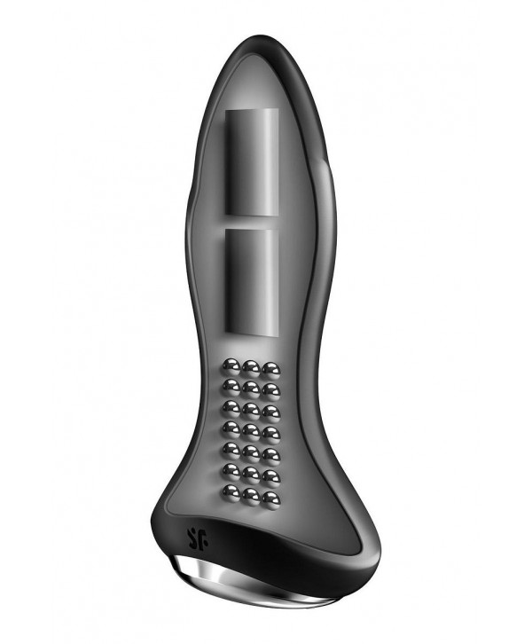 Черная вибропробка с ротацией бусин Rotator Plug 1+ - 12,8 см.