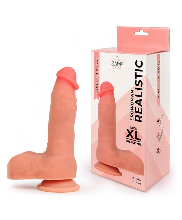 Телесный фаллоимитатор на присоске Erowoman Realistic