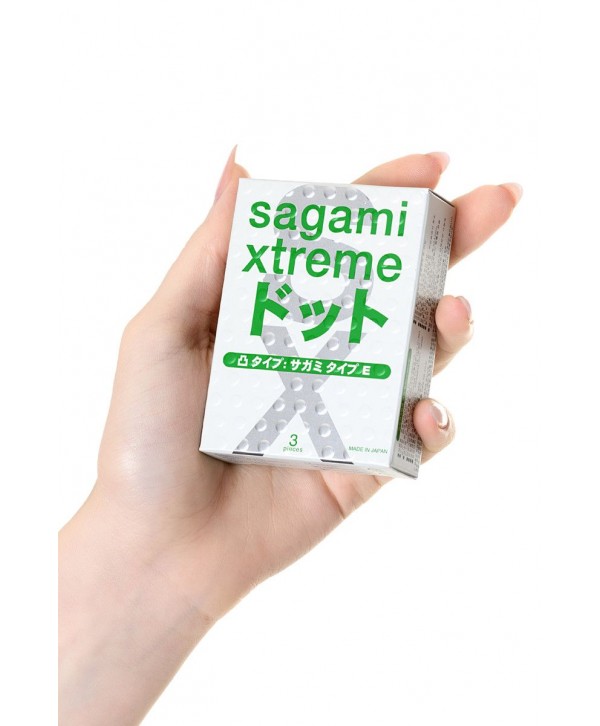 Презервативы Sagami Xtreme Type-E с точками - 3 шт.