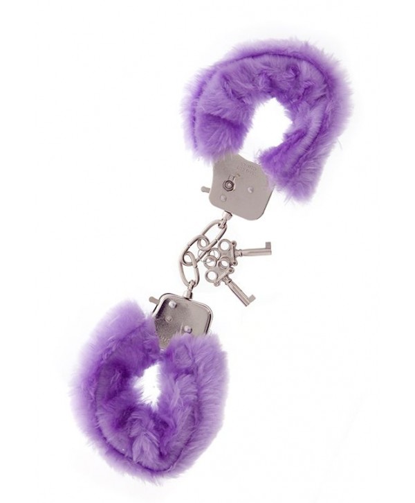 Фиолетовые меховые наручники METAL HANDCUFF WITH PLUSH LAVENDER