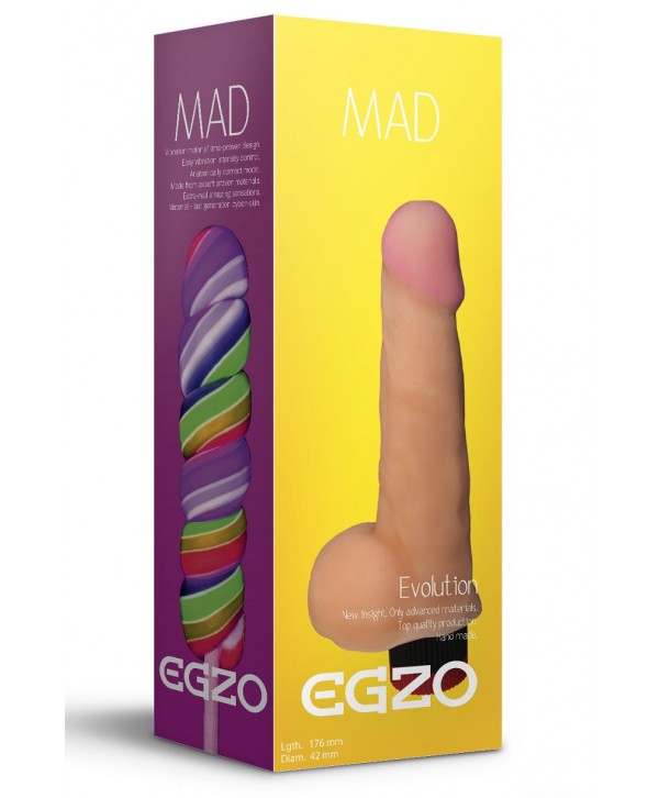 Телесный реалистичный мультискоростной вибратор Mad Lollipop - 17,6 см.