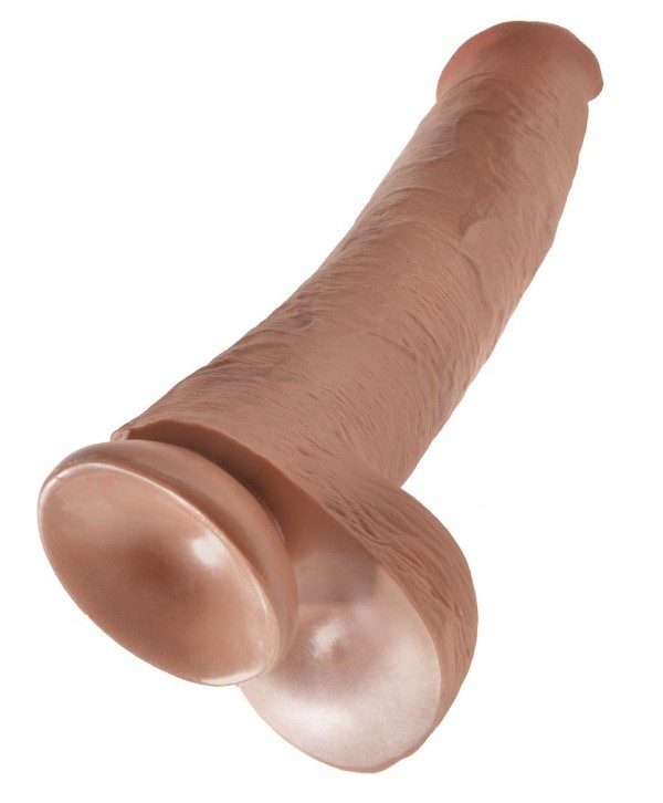 Кофейный фаллоимитатор-гигант 15  Cock with Balls - 40,6 см.