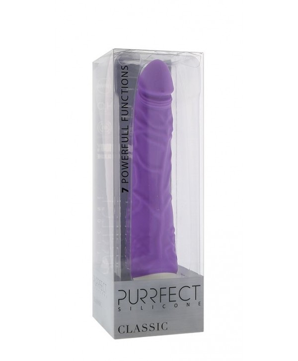Фиолетовый вибратор-реалистик PURRFECT SILICONE CLASSIC 7.1INCH PURPLE - 18 см.