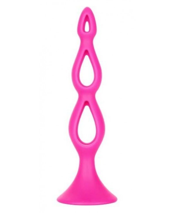 Розовая анальная елочка Silicone Triple Probe - 14,5 см.