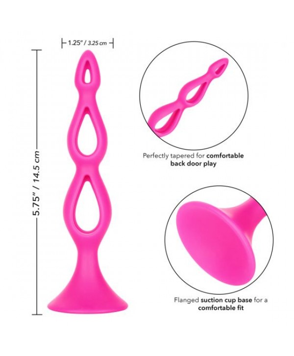 Розовая анальная елочка Silicone Triple Probe - 14,5 см.