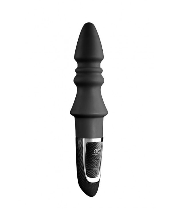Черный конический анальный вибромассажер-ёлочка JOYFUL PLUG VIBRATOR 5.5INCH - 14 см.