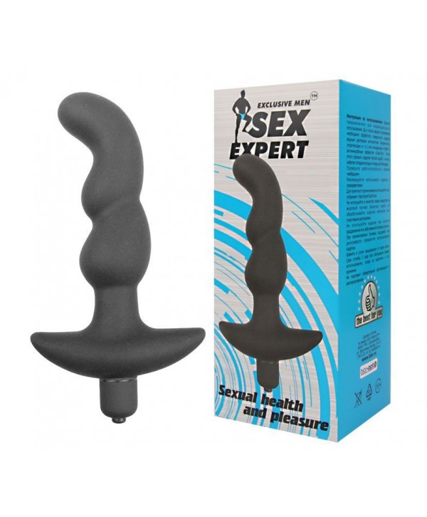 Чёрный анальный вибратор Sexual Health and Pleasure - 11,8 см.