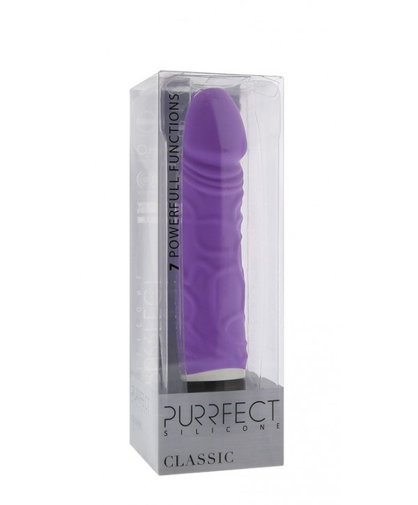 Фиолетовый вибратор-реалистик PURRFECT SILICONE CLASSIC 6.5INCH - 16,5 см.