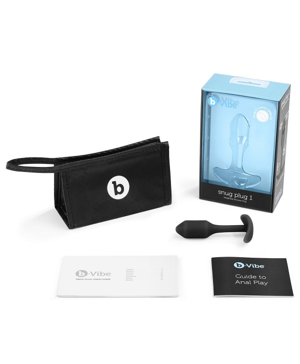 Чёрная пробка для ношения B-vibe Snug Plug 1 - 9,4 см.