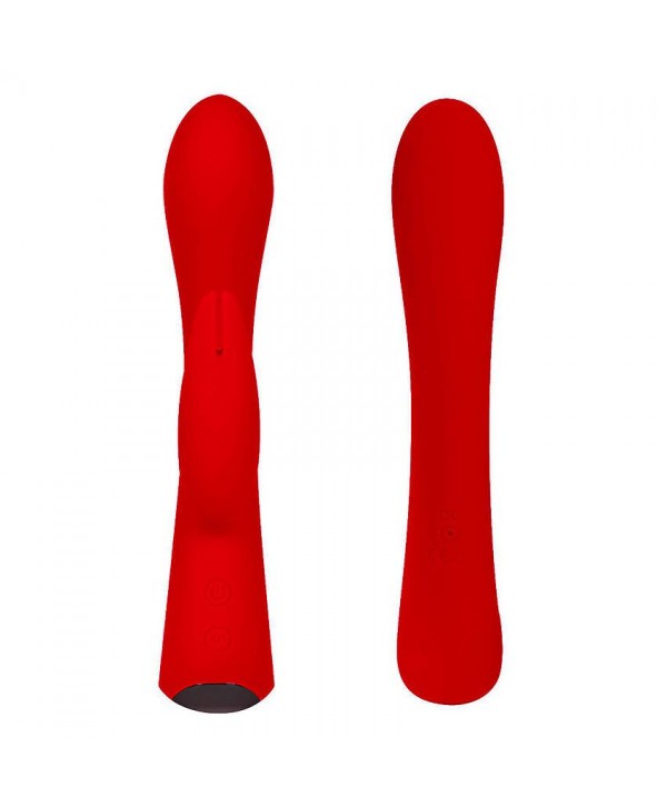 Красный вибромассажер-кролик 5  Silicone Bunny Love - 19,1 см.