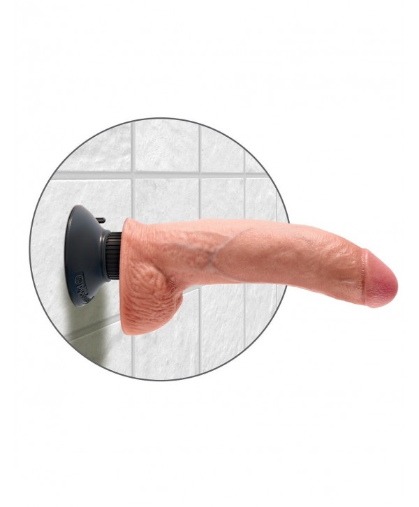 Телесный виброфаллос со съемной присоской 9  Vibrating Cock with Balls - 22,9 см.