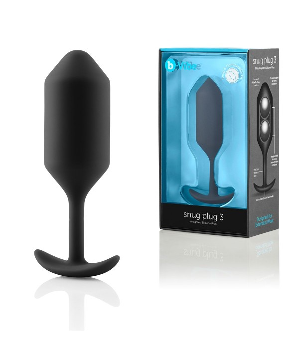 Чёрная пробка для ношения B-vibe Snug Plug 3 - 12,7 см.