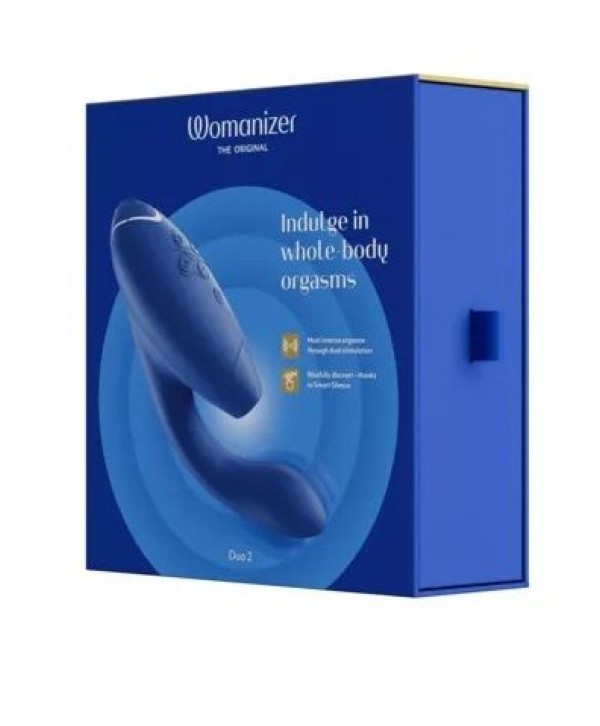 Синий вибратор Womanizer Duo 2 с бесконтактной клиторальной стимуляцией