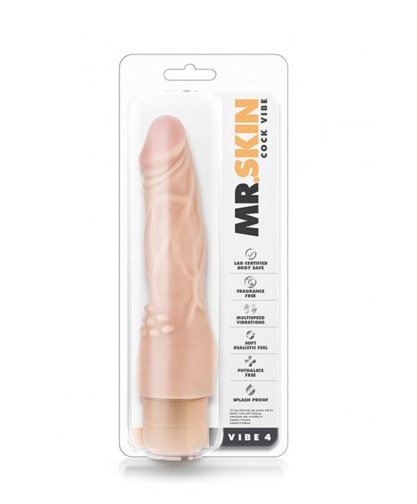 Телесный вибратор-реалистик с шипиками в основании Mr. Skin Cock Vibe 4 - 20,3 см.