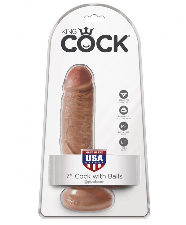 Фаллоимитатор-мулат с мошонкой 7  Cock with Balls - 19,4 см.