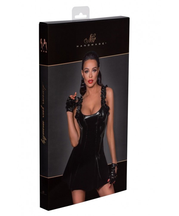 Короткое платье с оборками на бретелях Short PVC dress with frilled shoulder straps