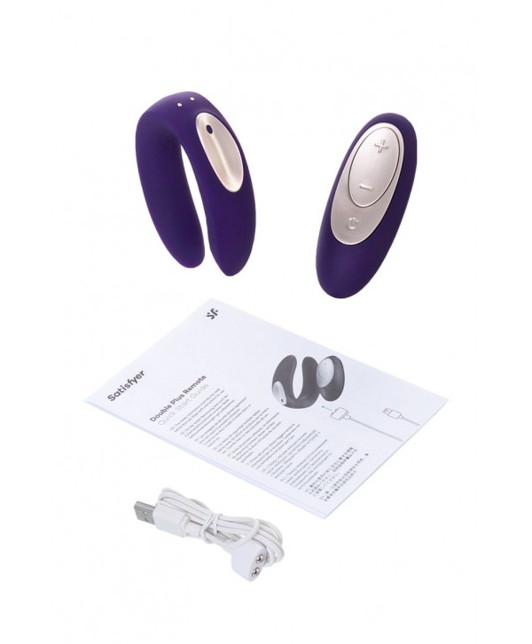 Фиолетовый вибратор для пар Satisfyer Double Plus Remote с пультом ДУ