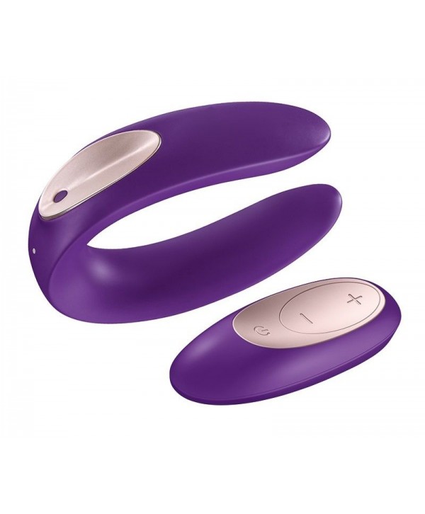 Фиолетовый вибратор для пар Satisfyer Double Plus Remote с пультом ДУ