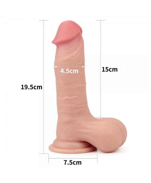Телесный фаллоимитатор Sliding Skin Dual Layer Dong - 19,5 см.