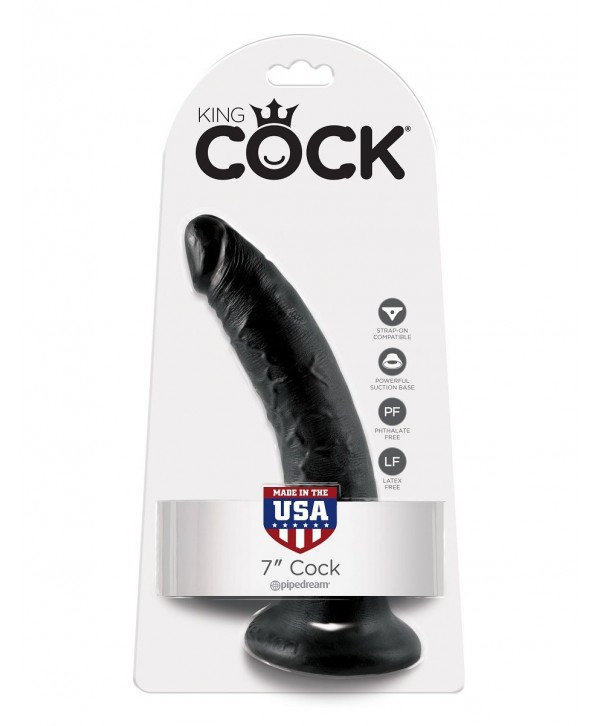 Чёрный фаллоимитатор с присоской 7  Cock - 17,8 см.