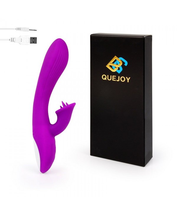 Фиолетовый рельефный вибратор-кролик QUEJOY - 25 см.