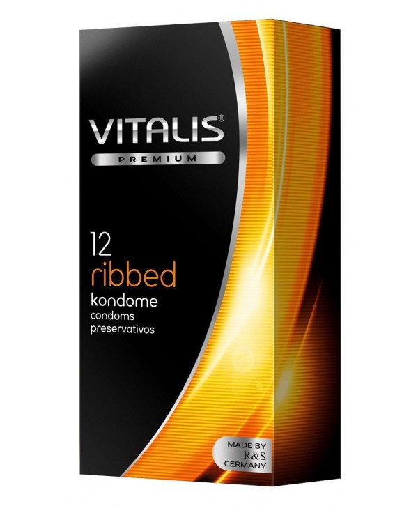 Ребристые презервативы VITALIS PREMIUM ribbed - 12 шт.