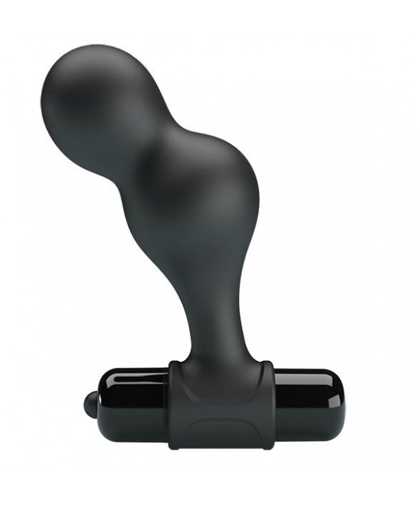Черная анальная пробка с вибрацией Silicone Vibrating Anal Plug - 10 см.