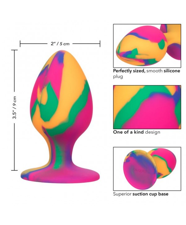 Яркая анальная пробка Cheeky Large Tie-Dye Plug - 9 см.