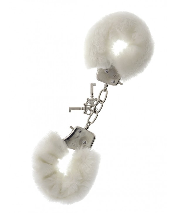 Металлические наручники с белой меховой опушкой METAL HANDCUFF WITH PLUSH WHITE