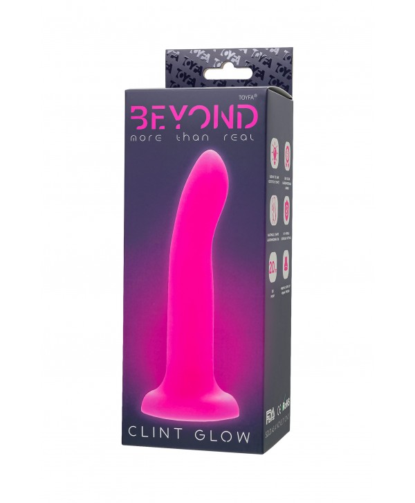 Розовый, светящийся в темноте фаллоимитатор Clint Glow - 20 см.