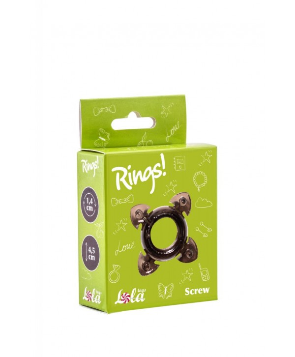 Чёрное эрекционное кольцо Rings Screw