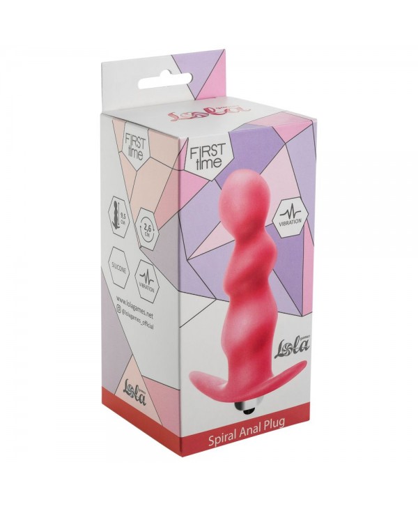 Розовая фигурная анальная вибропробка Spiral Anal Plug - 12 см.