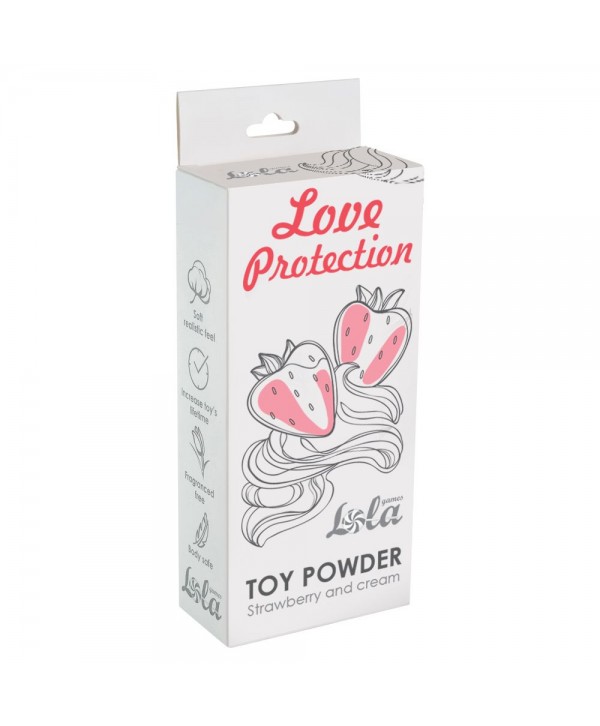 Пудра для игрушек Love Protection с ароматом клубники со сливками - 30 гр.