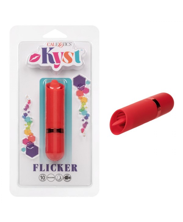 Красный клиторальный стимулятор с подвижным язычком Flicker