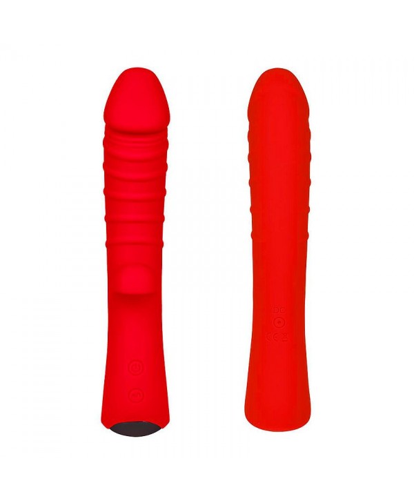 Красный вибромассажер 5  Silicone Wild Passion - 19,1 см.