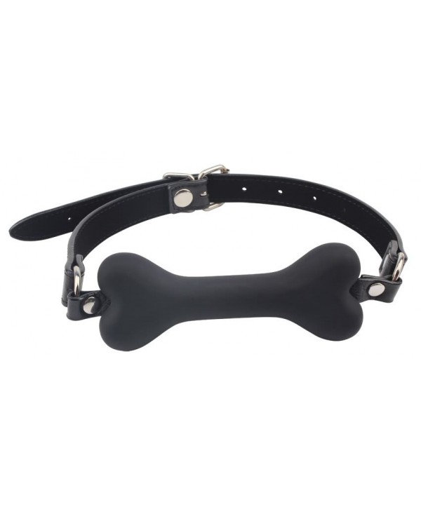 Черный силиконовый кляп-косточка Doggie Bone Bit Gag