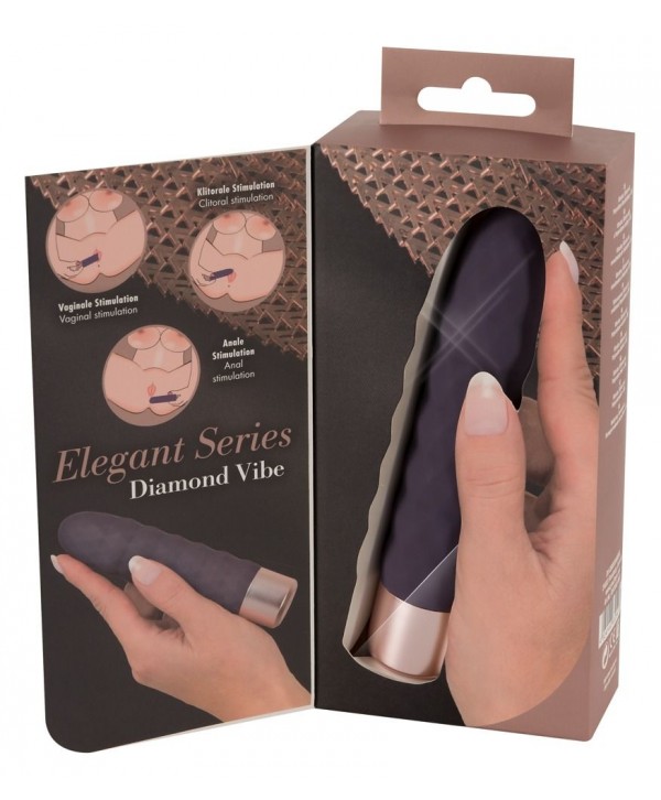 Фиолетовый мини-вибратор Elegant Diamond Vibe - 15 см.
