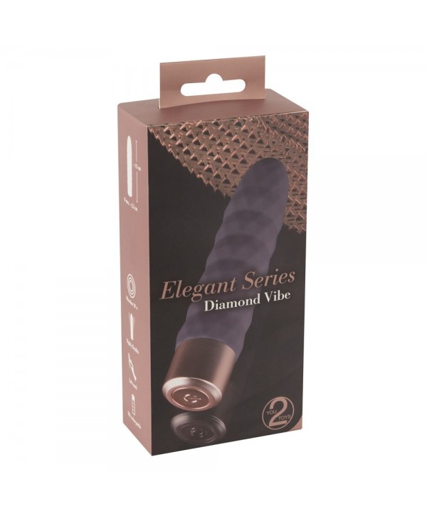 Фиолетовый мини-вибратор Elegant Diamond Vibe - 15 см.