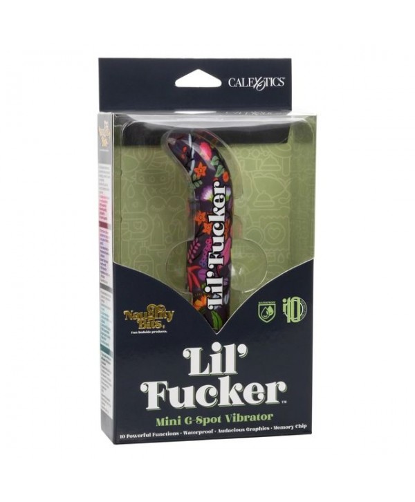 Черный мини-вибратор с цветочным принтом Lil Fucker Mini G-Spot Vibrator - 12,75 см.